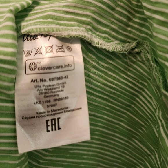 Ulla Popken plus size women 20-22 green stripes button down collared shirt - Picture 7 of 12